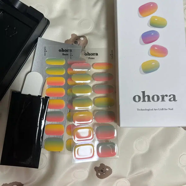 [BUNJANG] Ohora Gel Nail & Pedi Sticker Set (2 Types, Gradient) / 오호라 젤 네일 스티커 팁 무지개 그라데이션