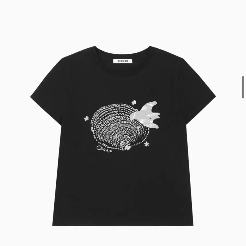 [BUNJANG] OHEHIO Shell Bird T-Shirt Black / 오헤시오 SHELL BIRD T-SHIRT, BLACK 반팔