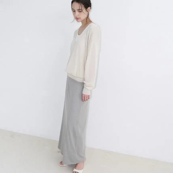 [BUNJANG] Torte Linen U-Neck Knit - Ivory / 토르테 린넨 유넥니트
