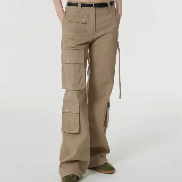 [BUNJANG] Musinsa Standard Women's Semi-Bootcut Utility Cargo Pants Beige / 무신사 스탠다드 우먼 세미부츠컷 유틸리티 카고 팬츠 베이지