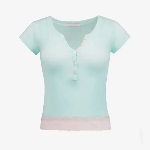 [BUNJANG] Fourling Baby Powder Lace Top Mint / 실사) 포어링 베이비 파우더 레이스 탑 민트
