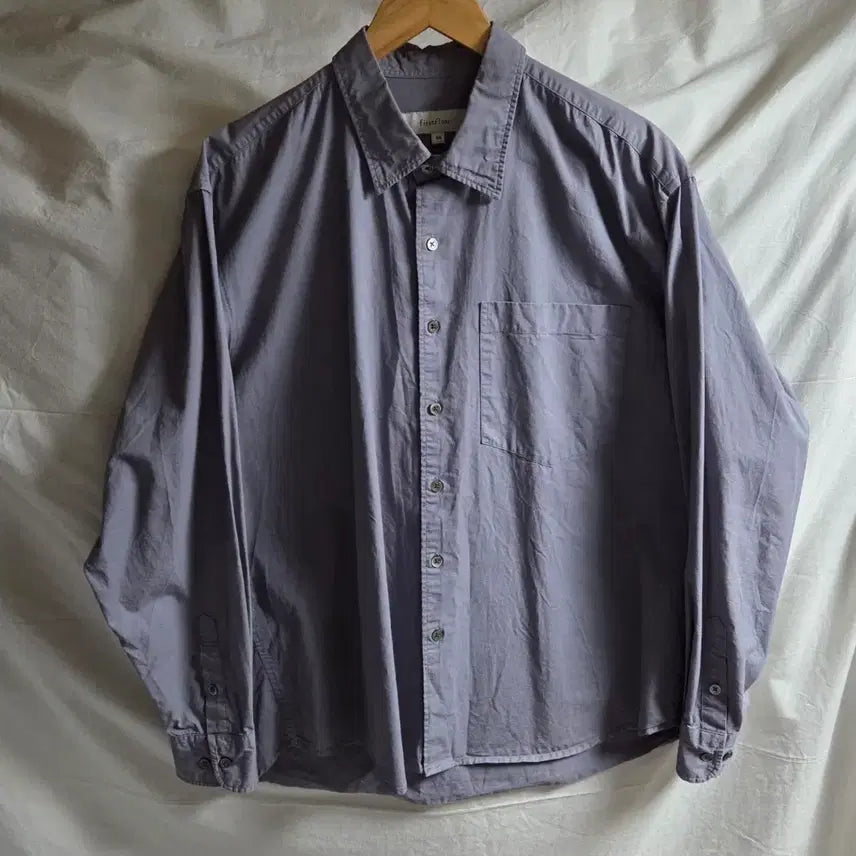 [BUNJANG] First Floor Garment Dyed Shirt Lavender Grey / 퍼스트플로어 가먼트 다이드 셔츠 라벤더 그레이 48 100~105