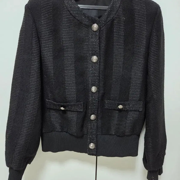 [BUNJANG] Sollezia Black Gold Button Tweed Jacket / 솔레지아 블랙 금장 단추 트위드 자켓 85  새상품