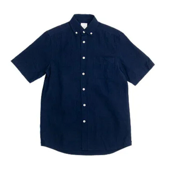 [BUNJANG] MAILOT Mylo Sunset Button-Down Short-Sleeve Shirt Navy / 마일럿 마이요 선셋 버튼다운 반팔 셔츠 네이비 MAILOT