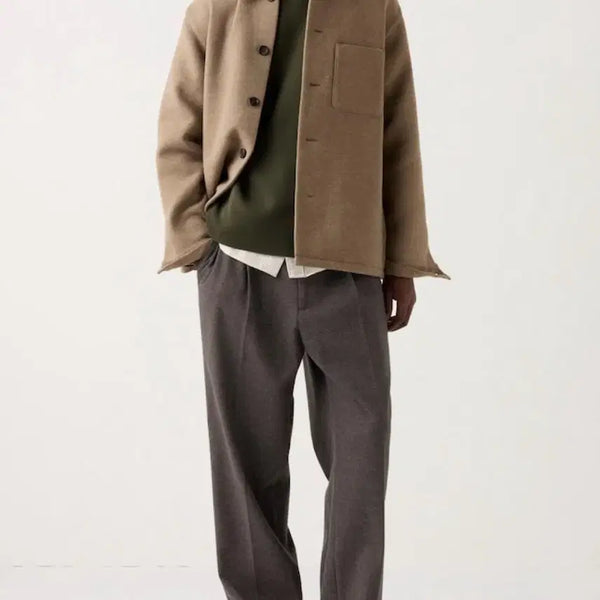 [BUNJANG] Uniqlo Brushed Twill Tuck Wide Pants Slacks - Dark Brown / [XL] 유니클로 턱 와이드 팬츠 슬랙스 브러시드 트윌 / 다크 브라운