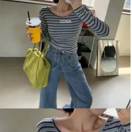 [BUNJANG] GABIZON Striped T-Shirt / 새상품)가비존  제이핏 레브시티 엔티크제이 진바니 러브바니 러브미우
