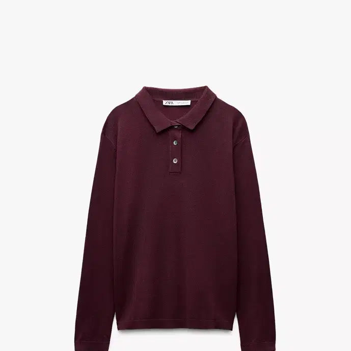 [BUNJANG] ZARA Plain Knit Polo Long Sleeve / ZARA 플레인 니트 폴로 롱슬리브