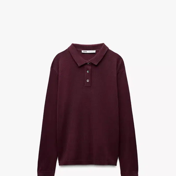 [BUNJANG] ZARA Plain Knit Polo Long Sleeve / ZARA 플레인 니트 폴로 롱슬리브
