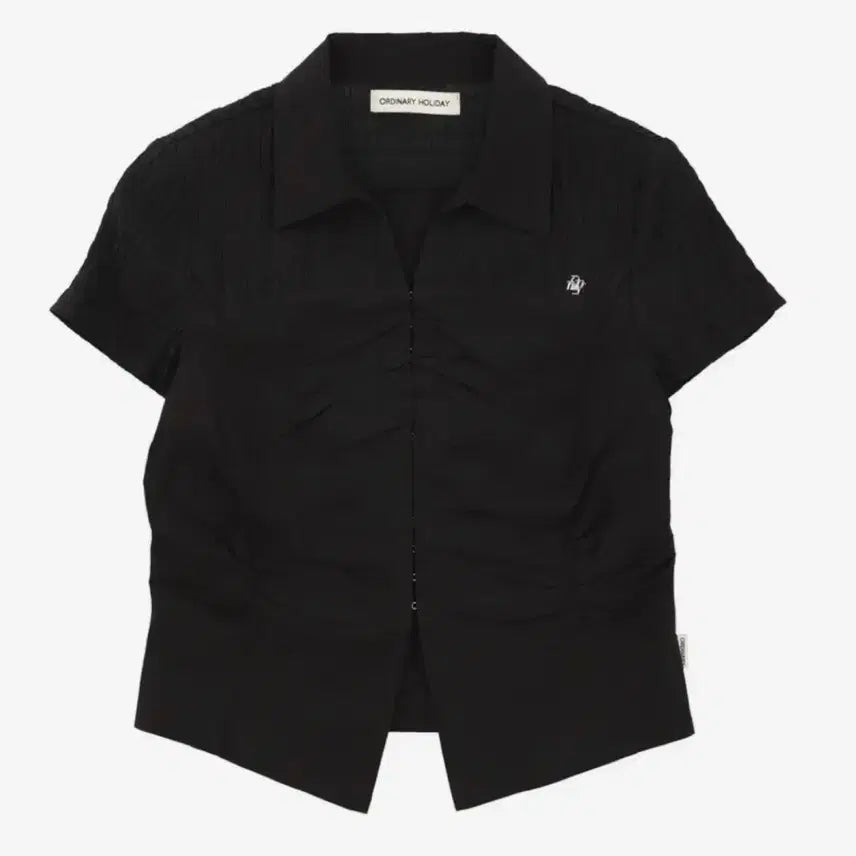 [BUNJANG] Ordinary Shirring Short Sleeve Shirt Black / 오디너리 셔링 반팔 셔츠 블랙