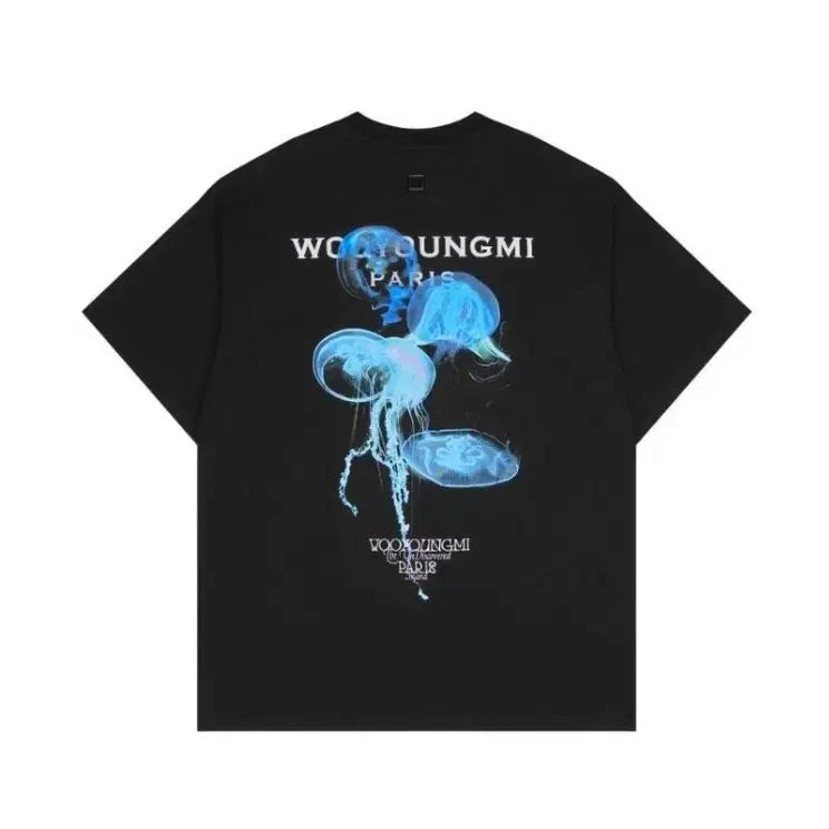 [BUNJANG] WOOYOUNGMI Luminous Jellyfish Back Logo Printing Short Sleeve T-shirt / 우영미 루미너스 젤리피쉬 백로고 프린팅 반팔티셔츠