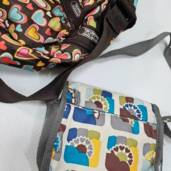 [BUNJANG] Lesportsac Heart Pattern / Flower Pattern Bag 2 Piece Set / 레스포삭 하트패턴/플라워패턴 가방 2개 세트 35x30x16