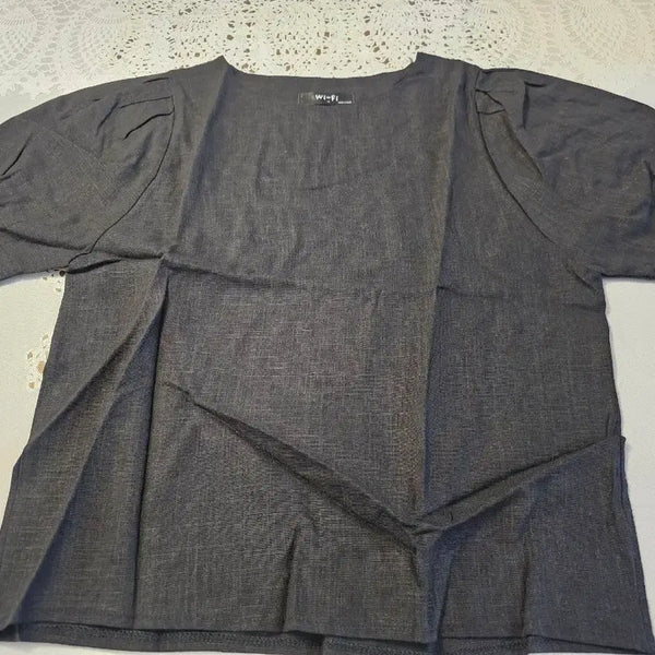 [BUNJANG] Linen Short Sleeve Shirt Dark Black / 새상품)린넨 반팔 셔츠 다크블랙