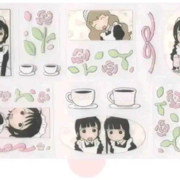 [BUNJANG] Ui Coffee and Rose Kiss Cut Washi Tape / (재고1)우이 커피와 장미 키스컷띵 마테띵