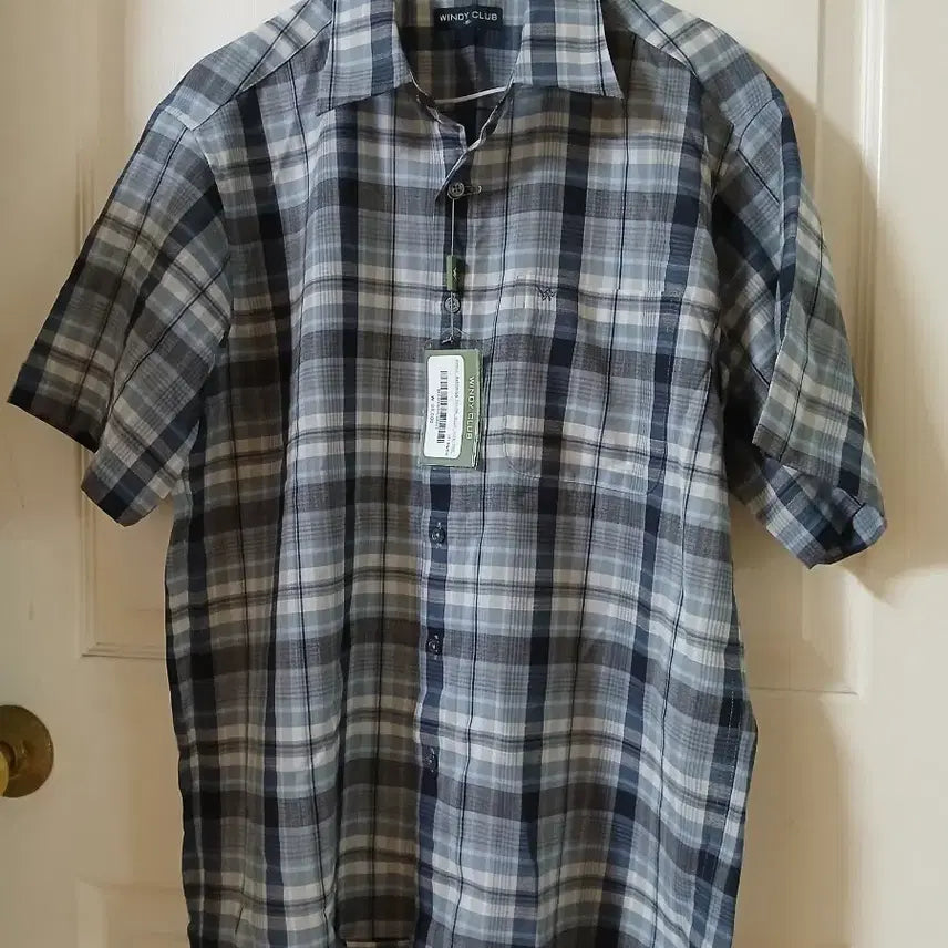 [BUNJANG] Windy Club Checked Short Sleeve Shirt Unused / 윈디클럽 체크 반팔 남방 미사용