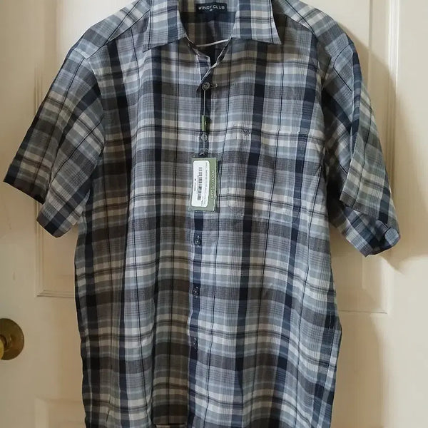 [BUNJANG] Windy Club Checked Short Sleeve Shirt Unused / 윈디클럽 체크 반팔 남방 미사용