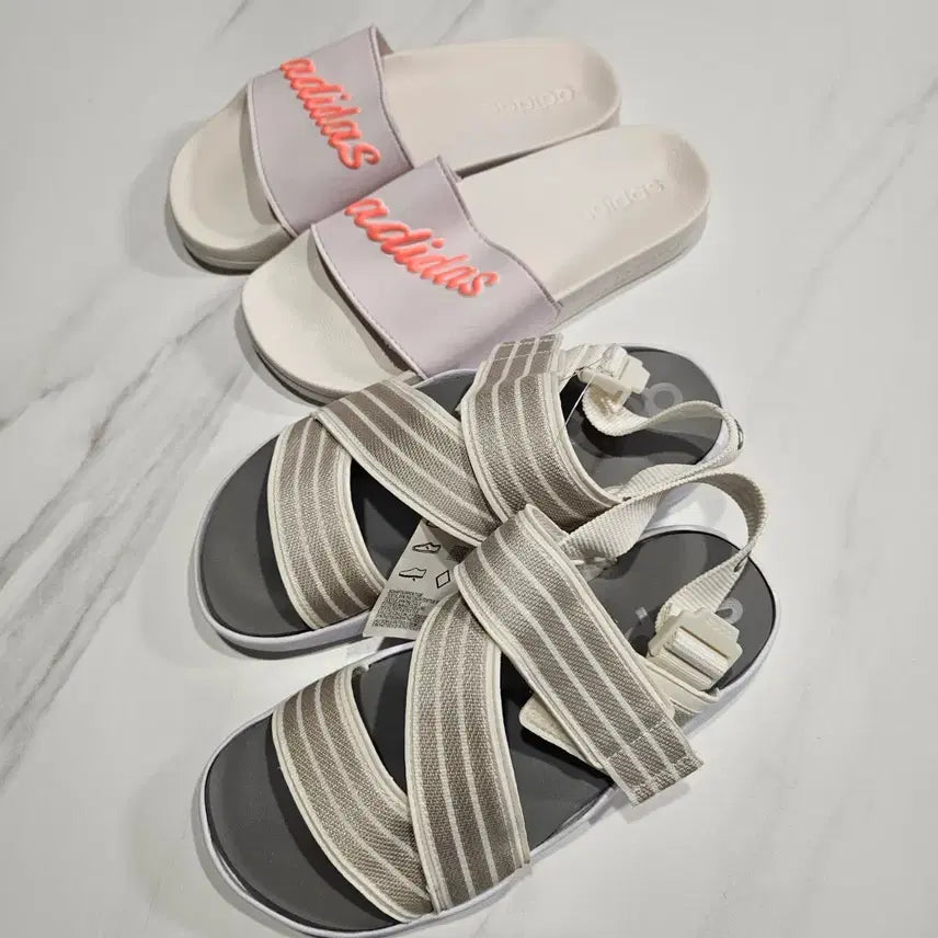 [BUNJANG] Adidas Slippers and Sandals Set - Size 240 - New / 아디다스 슬리퍼 샌들 세트 240 새상품