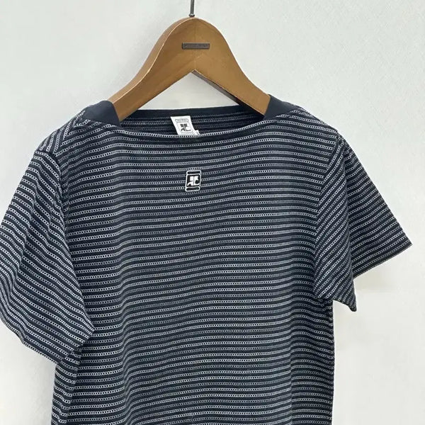 [BUNJANG] Courreges Stripe Square Neck Short Sleeve T-Shirt / courreges / 꾸레쥬 스트라이프 스퀘어넥 반팔 티셔츠