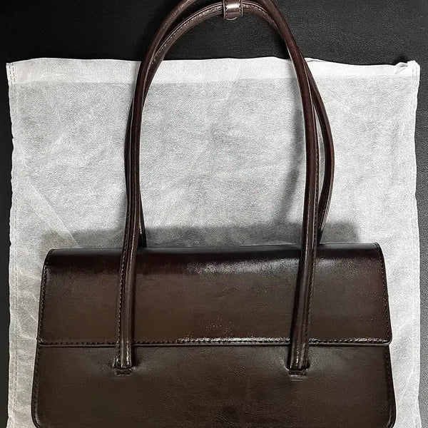 [BUNJANG] Women's Faux Leather Tote Shoulder Bag - Brown / 여성용 가방 인조가죽 토트백 숄더백 브라운