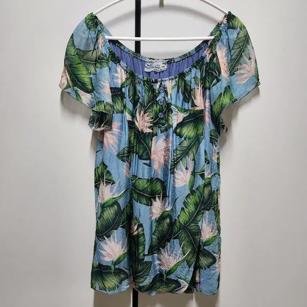 [BUNJANG] Off-Shoulder Floral Silk Blouse / 꽃무늬 실크 블라우스 프리