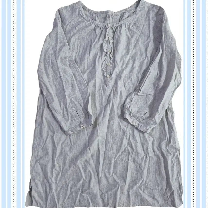 [BUNJANG] Japanese Vintage Henry Neck Blouse - Grey / 일본빈티지 후유빈티지 헨리넥 그레이 블라우스