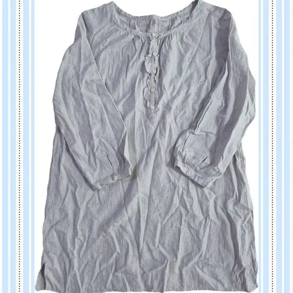 [BUNJANG] Japanese Vintage Henry Neck Blouse - Grey / 일본빈티지 후유빈티지 헨리넥 그레이 블라우스