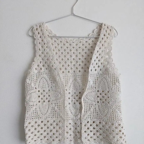 [BUNJANG] Vintage Crochet Knit Layered Vest Bohemian / 반택 가능 / vintage 빈티지 크로셰 니트 레이어드 베스트 보헤미안