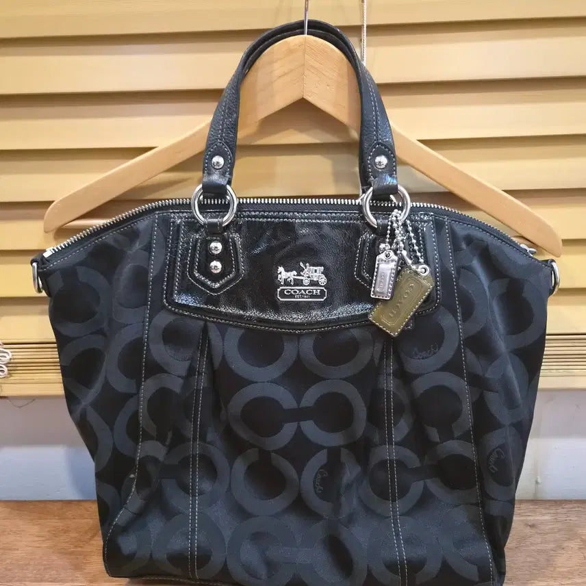 [BUNJANG] Coach Black Signature Jacquard Tote Bag & Crossbody Bag / 코치 블랙시그니처 자카드 토트백 크로스백