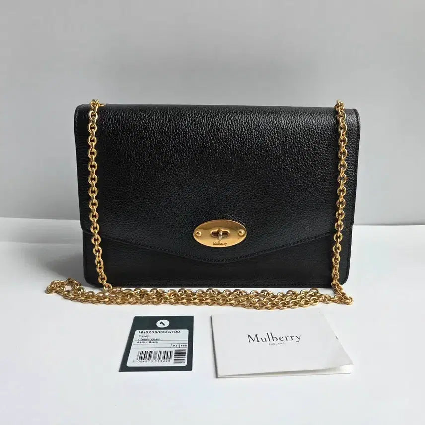 [BUNJANG] Mulberry Daria Chain Bag Black Grained Leather Gold Tone / (정품) 멀버리 달리 체인백 블랙 금장 정품 더스트백 포함