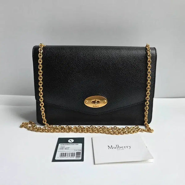 [BUNJANG] Mulberry Daria Chain Bag Black Grained Leather Gold Tone / (정품) 멀버리 달리 체인백 블랙 금장 정품 더스트백 포함