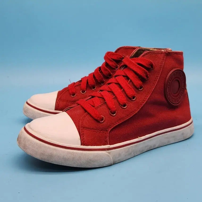 [BUNJANG] Burberry Kids Red High-Top Sneakers (Size 35/220) / ff 버버리 레드 아동 하이탑 35 220