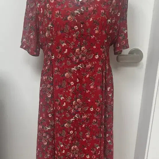 [BUNJANG] Floral V-Neck Long Dress / 플라워 패턴 브이넥 롱 원피스
