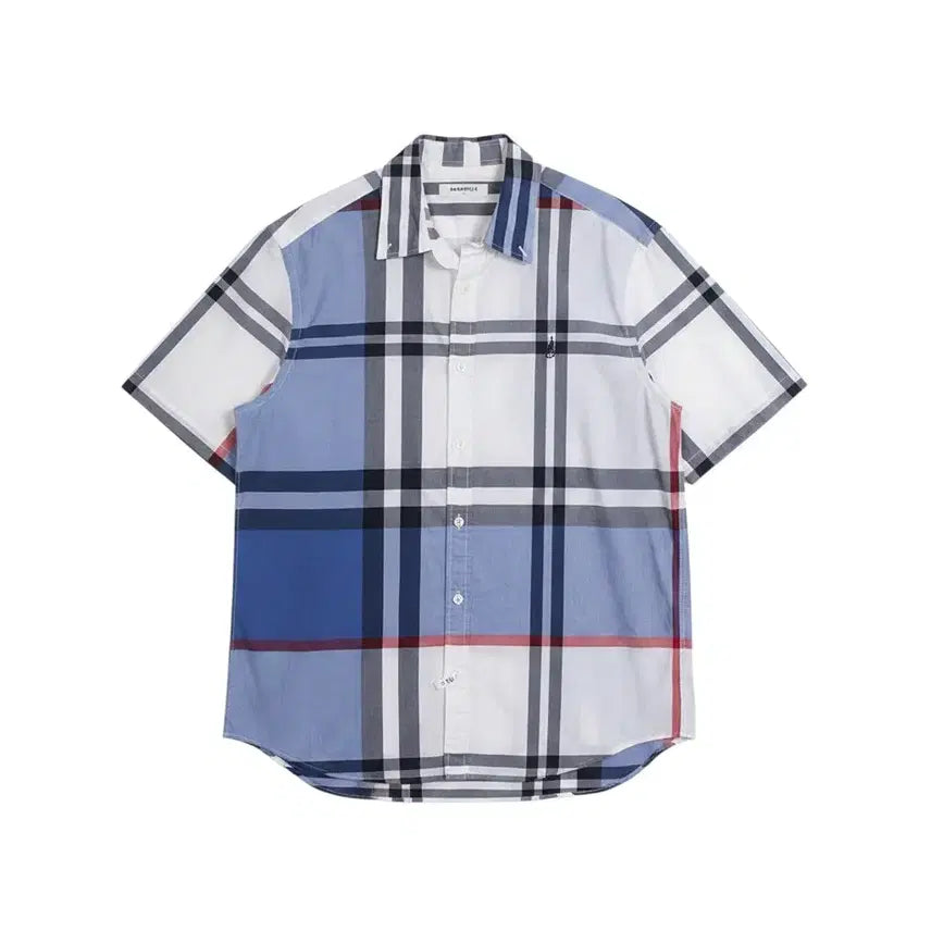 [BUNJANG] Beanpole Men's Check Pattern Short-Sleeve Shirt / 남성105/ 빈폴 체크패턴 반팔셔츠 22-105