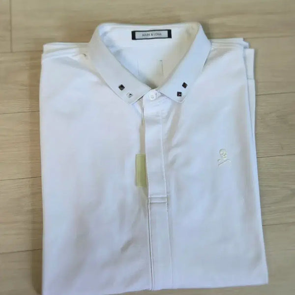[BUNJANG] Mark &ロナ White Long Sleeve Polo Shirt 100 / 마크앤 로나 화이트 긴팔 폴로셔츠 100  가슴단면 52