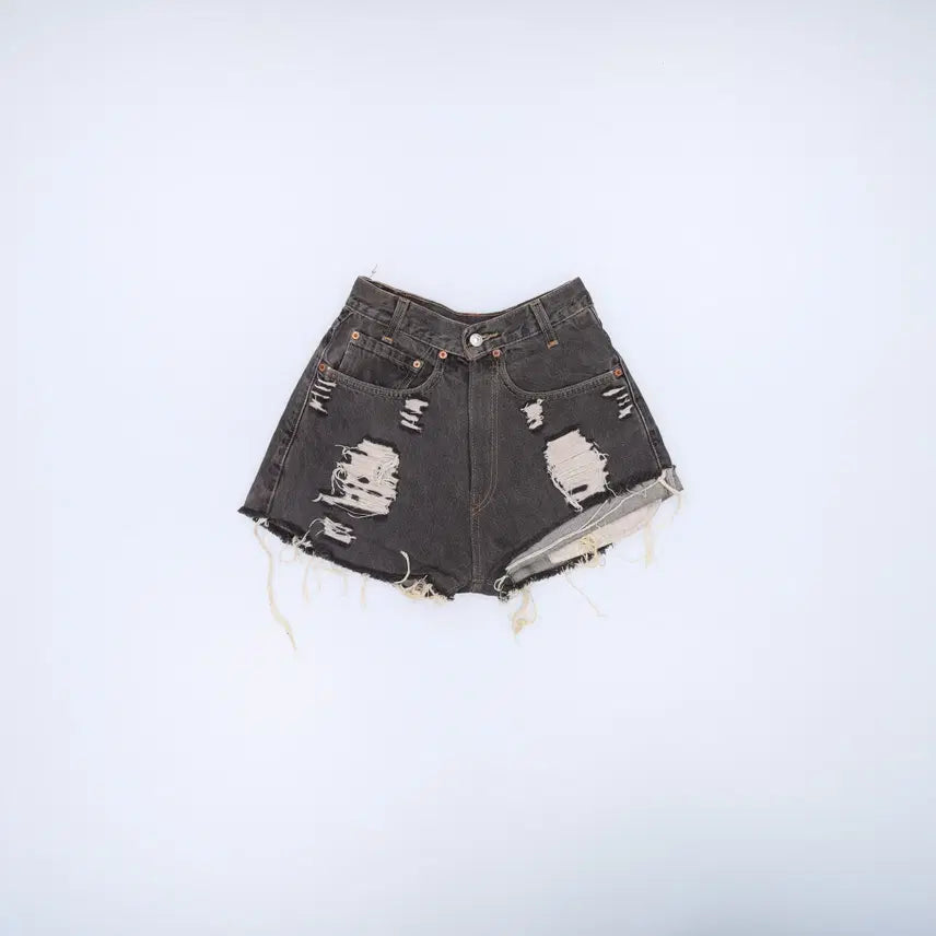 [BUNJANG] Levi's 569 Black Denim Shorts / W36L30 리바이스 569 찢 흑청 반바지 0604J2