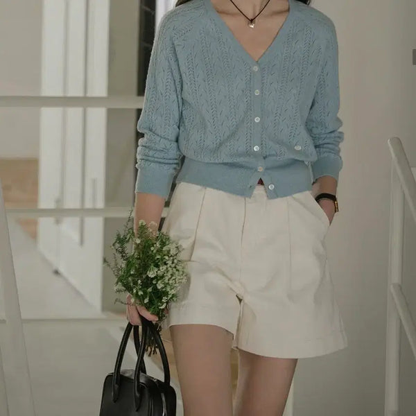 [BUNJANG] No Brand Classic Pintuck Denim Shorts Cream S / 노은베러  클래식 핀턱 데님 숏 크림 S~m