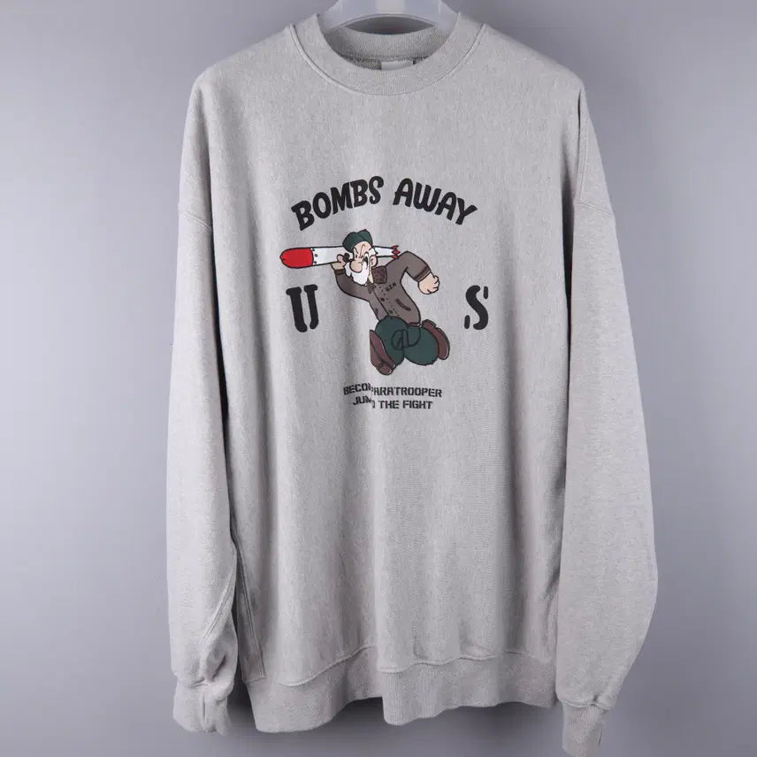 [BUNJANG] Outstanding BOMBS AWAY Mélange Gray Color Sweatshirt (L) / 아웃스탠딩 BOMBS AWAY 멜란지 그레이 컬러스웨트셔츠 맨투맨 (L)
