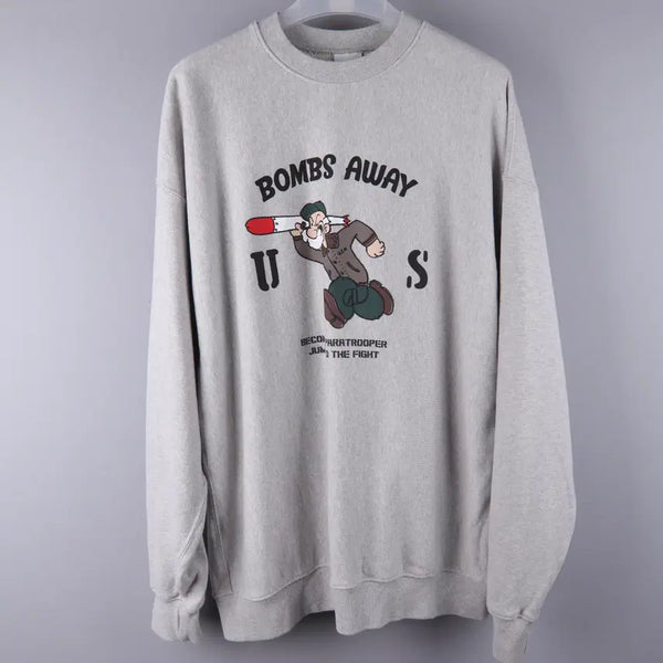 [BUNJANG] Outstanding BOMBS AWAY Mélange Gray Color Sweatshirt (L) / 아웃스탠딩 BOMBS AWAY 멜란지 그레이 컬러스웨트셔츠 맨투맨 (L)