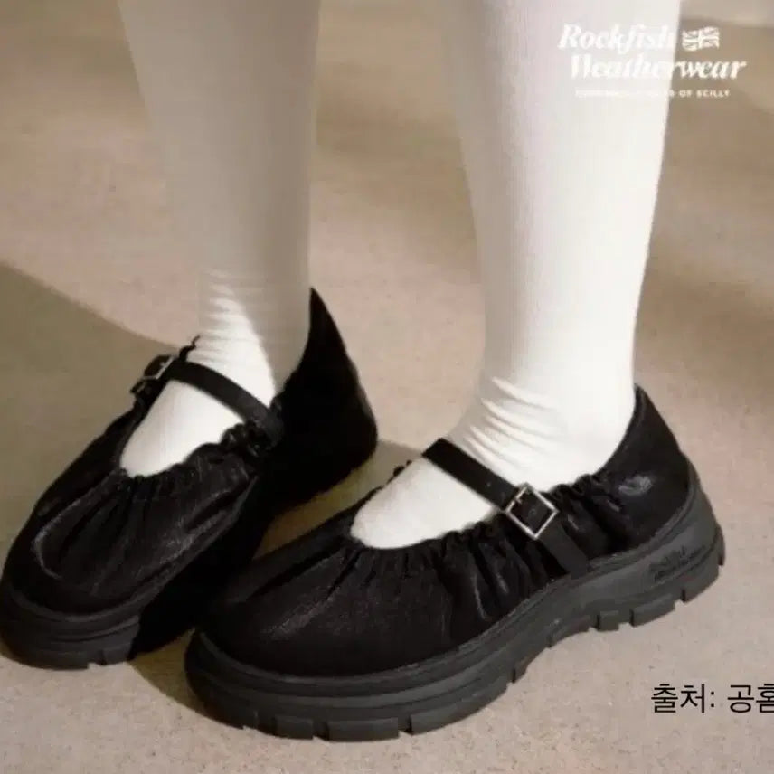 [BUNJANG] Rockfish Weatherwear Scrunch Mary Jane Black Platform Shoes (245) / 락피쉬웨더웨어 스크런치 메리제인 블랙 플랫폼 245