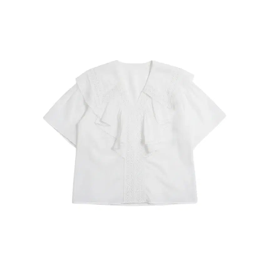 [BUNJANG] F/Storytech Women's Big Collar V-Neck Blouse / 여성F/ 스토리태크 빅카라 브이넥 블라우스 22-119
