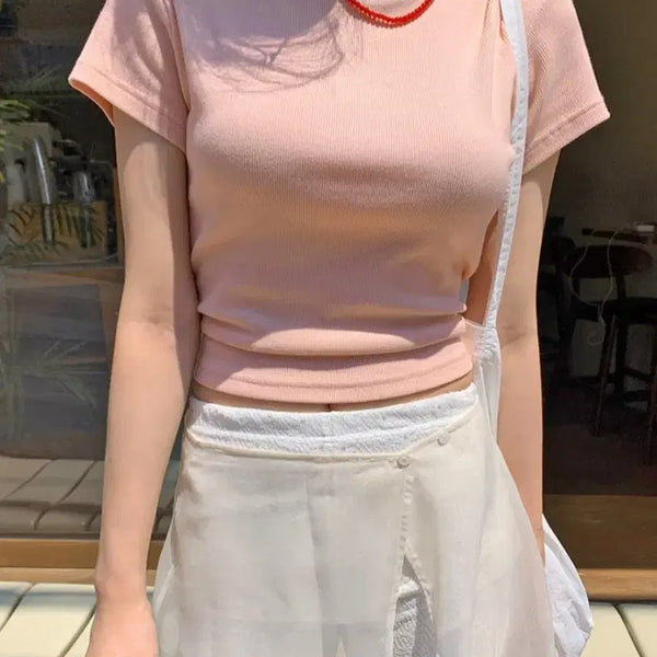 [BUNJANG] From Beginning Soft Ribbed Slim Fit T-Shirts (Soft Pink, Soft Blue) / 프롬비기닝 베이스 골지슬림티 소프트핑크, 소프트블루