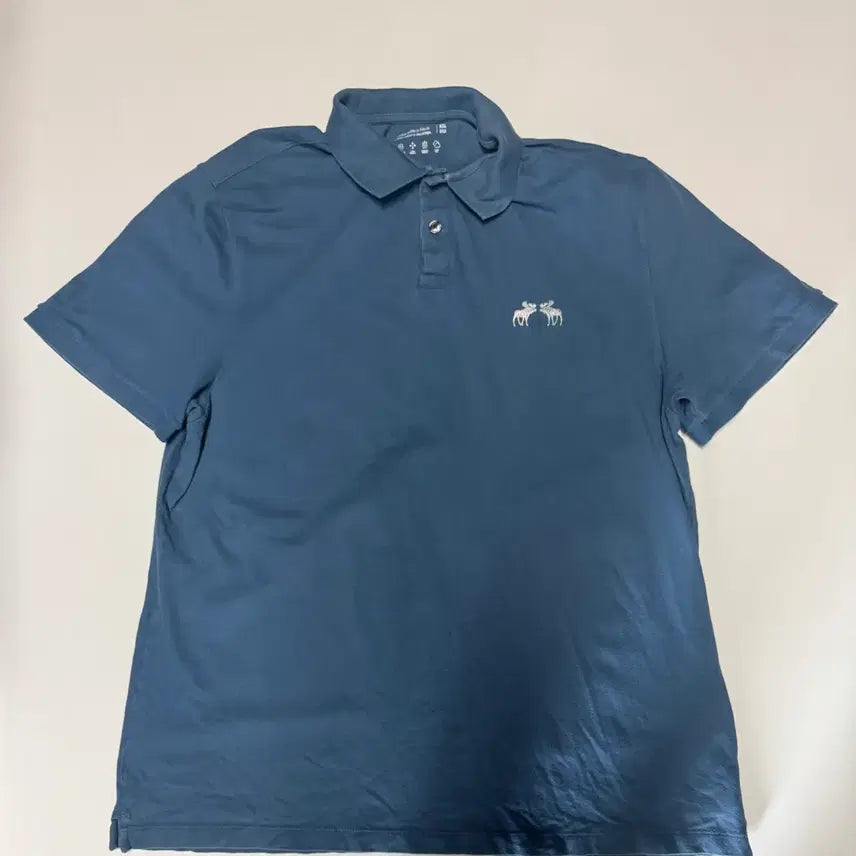 [BUNJANG] Abercrombie & Fitch Double Reindeer Logo Short Sleeve Polo Shirt / 희귀! 아베크롬비 더블 순록 로고 반팔 카라 폴로 티셔츠 2XL 블루