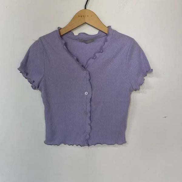 [BUNJANG] Cropped Slim Fit Spandex Short Sleeve Top (Halter Neck) / 새상품 창고정리) 크롭 슬림 스판 반팔티 홀터넥 등..