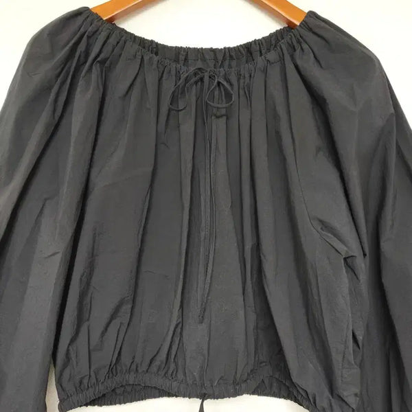 [BUNJANG] Monoha Black Puff Sleeve Crop Blouse / 모노하 블랙 퍼프 소매 크롭 블라우스