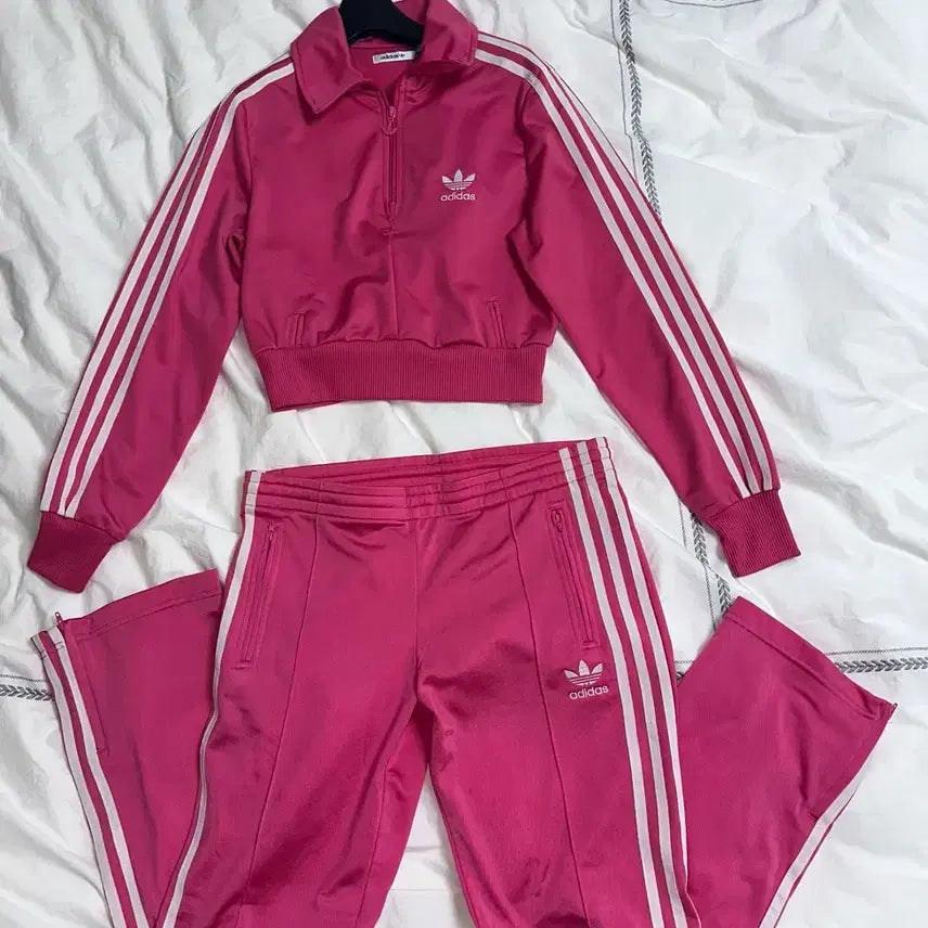 [BUNJANG] Adidas Firebird Track Top & Pants Set (Cropped) / (세트) 빈티지 셋업 핑크 흰핑 트랙탑 스포티 아디다스 파이어버드