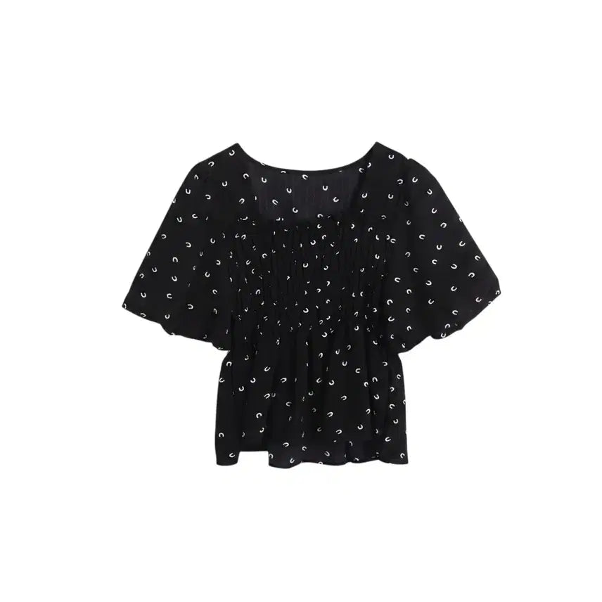 [BUNJANG] Women's Banding Balloon Sleeve Crop Blouse / 여성44/ 밴딩 벌룬소매 크롭 블라우스BK 22-132