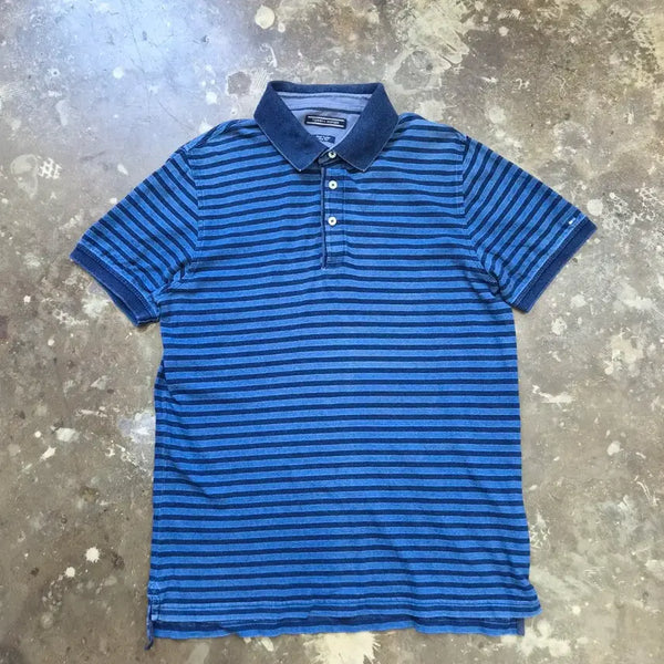 [BUNJANG] Tommy Hilfiger Striped Short Sleeve Polo Shirt / 100) 타미힐피거 스트라이프 반팔 카라티 카라티셔츠