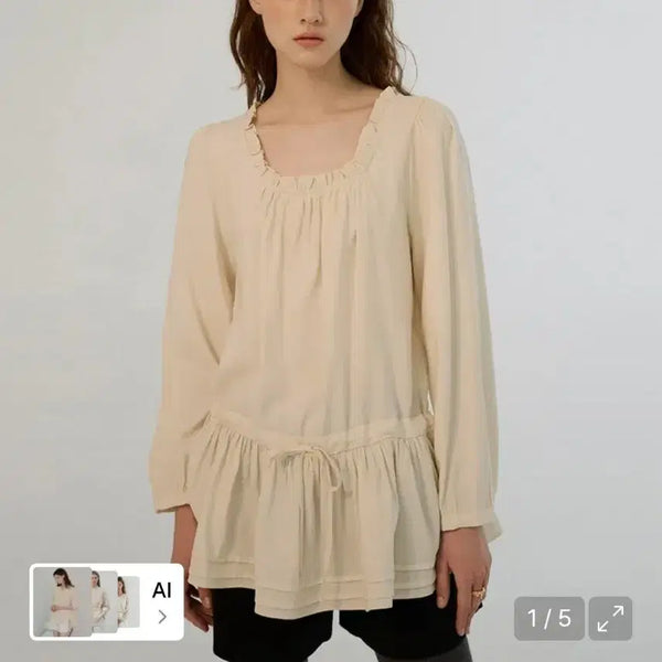 [BUNJANG] Somewhere Better Adel Frill Blouse Cream / 썸웨어버터 adel frill blouse 크림색
