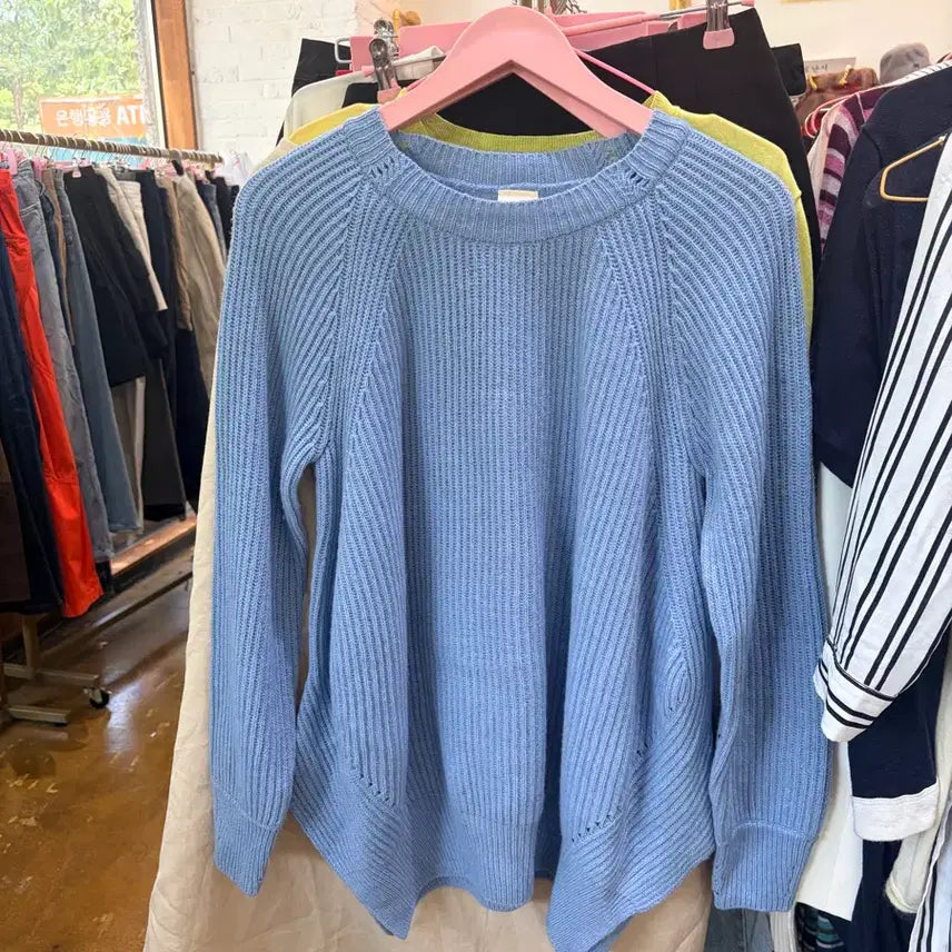 [BUNJANG] Osecccon Lounge Wear Blue Knit Sweater / 오즈세컨 라운지웨어 블루 니트 스웨터