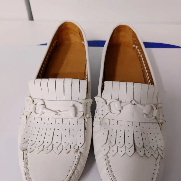 [BUNJANG] White Leather Loafers Size 255 / (255)양가죽 로퍼 화이트