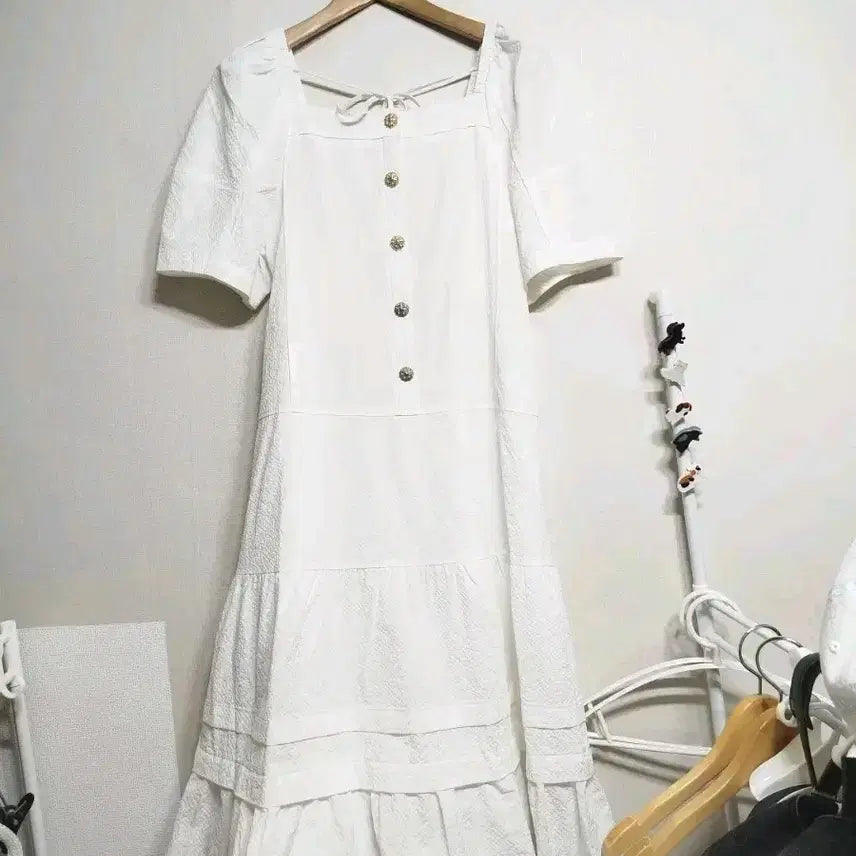 [BUNJANG] Summer Square Neck Tiered Dress / 여름 스퀘어넥 티어드 원피스